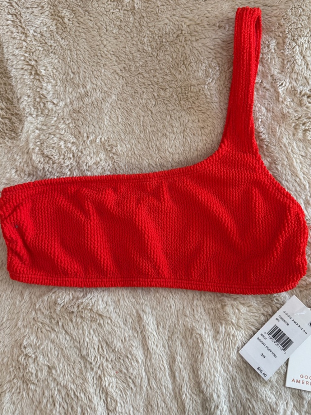 NWT Good American One-Shoulder Red Bikini Top